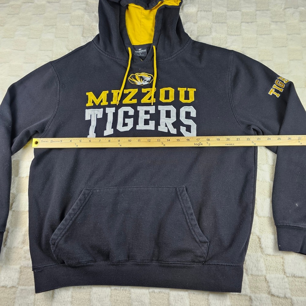 Colosseum MIZZOU Tigers Hoodie Mens L Pullover Black Missouri U Sweatshirt - Picture 10 of 15